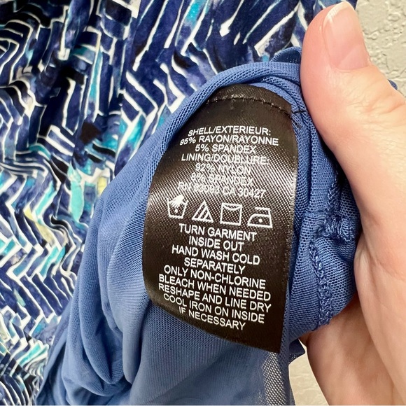 Nic+Zoe Womens 1X Blue‎ Abstract Print Sleeveless Knit Midi Dress - Picture 5 of 7